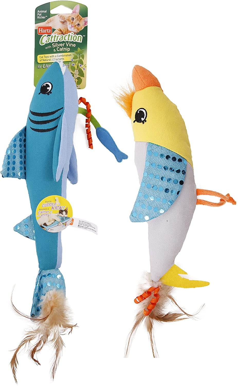 Hartz Cattraction Animal Pal Kicker Cat Toy with Silver Vine and Catnip, Animal Will Vary