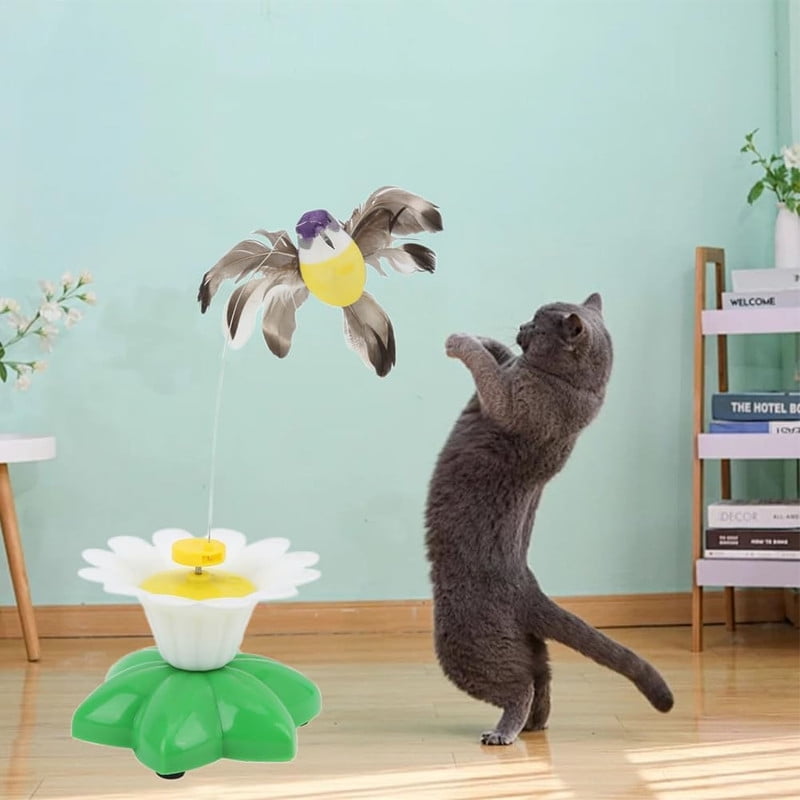 Interactive Chirping Bird Cat Toy, Funny Rotating Electric Flying Bird Interactive Toy, Funny Exercise Electric Flutter Rotating Kitten Toys to Interactive with Cat for All Breeds Cat