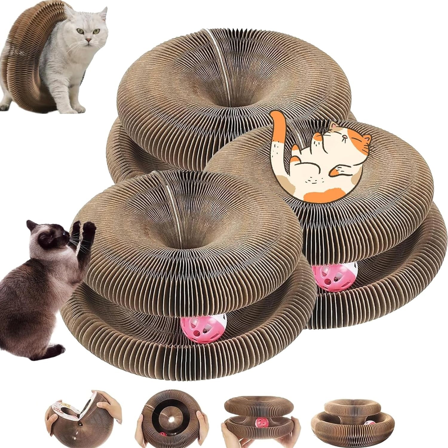 Marlene Kitty Kurlz, Kitty Curls Cat Toy, Cat Kurlz, Reversible Infinity Style Magic Organ Cat Scratching Board, Made from Recycled Corrugated Cardboard Durable & Long Lasting (2Pcs)