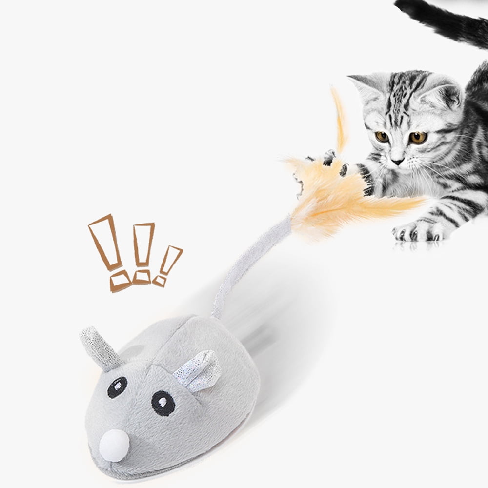 NBPOWER Cat Toys, Electronic Interactive Cat Toys for Indoor Cats, Automatic Cat Toys with Feather Tail, Smart Sensing Mouse Cat Toys with USB Rechargeable for Kitten Indoor Outdoor Activity