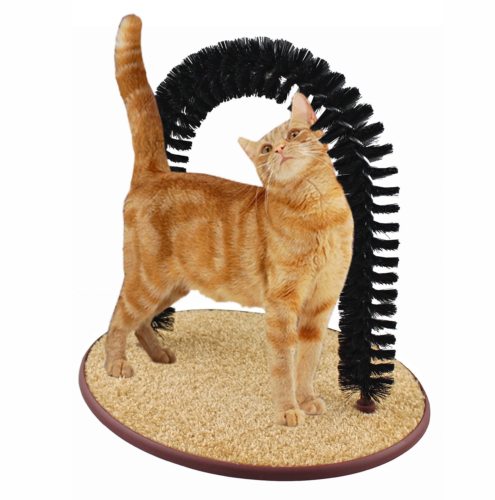 Perfect Cat Self Grooming Arch Post & Toy with Bristle and Catnip For Scratching, Brushing, and Massaging - Cat Grooming Arch - 5 Star Super Deals