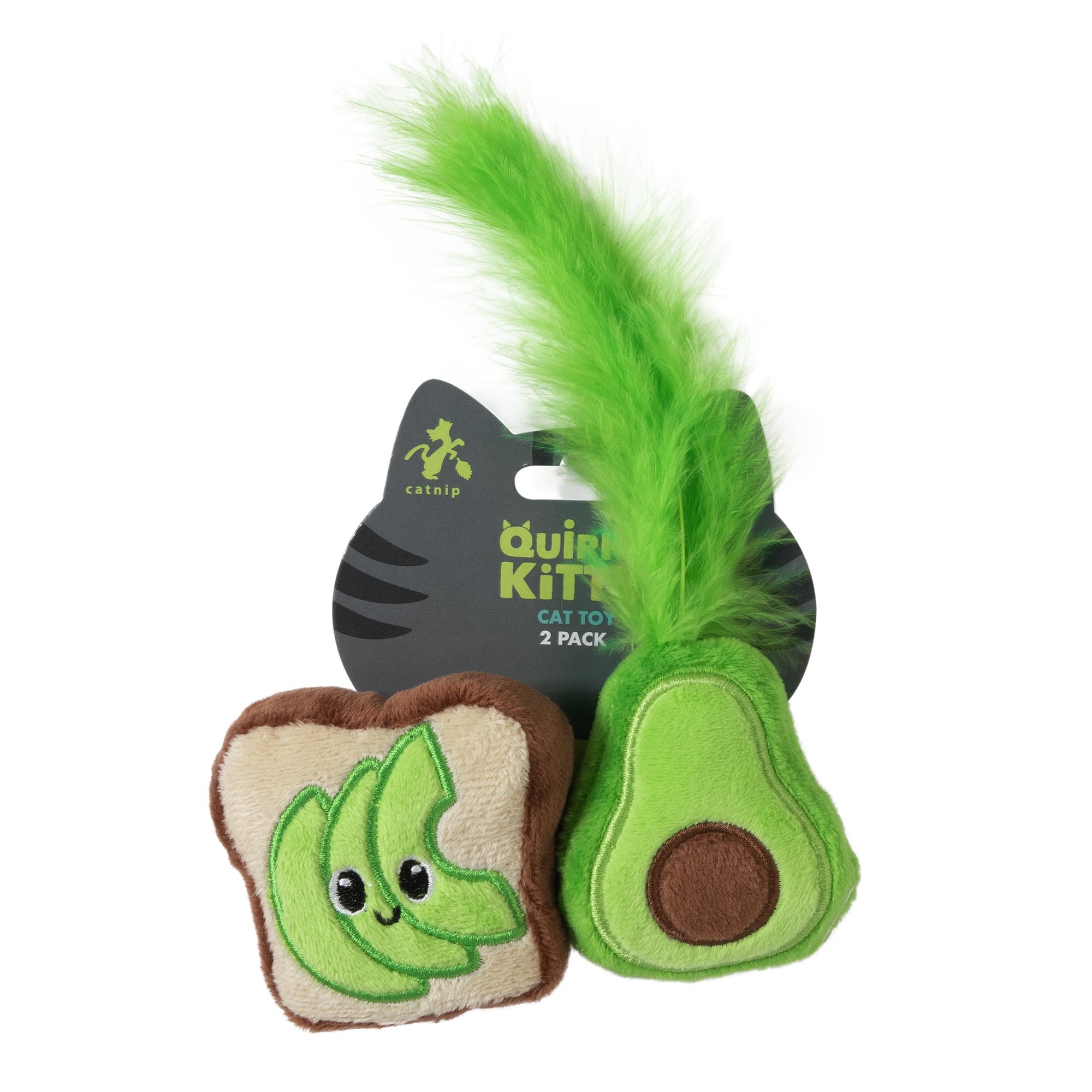 Quirky Kitty Avocado Toast Catnip Interactive Plush Cat Toy, Multicolor, Pack of 2