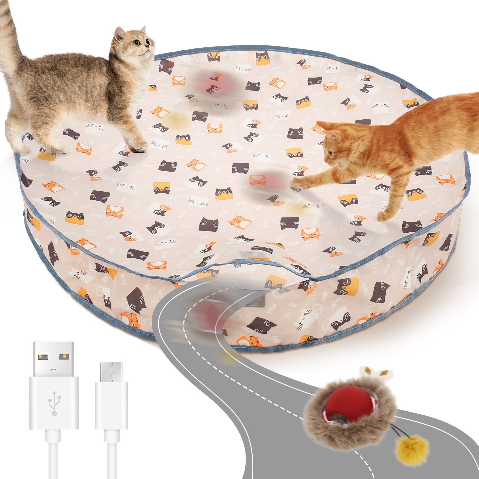 Rechargeable Electric Cat Toys,Hide and Seek Kitten Toy,Motion Activated Interactive Cat Toy,Hiding Cover Exercise Toy for Indoor Cats/Kitty/Kittens