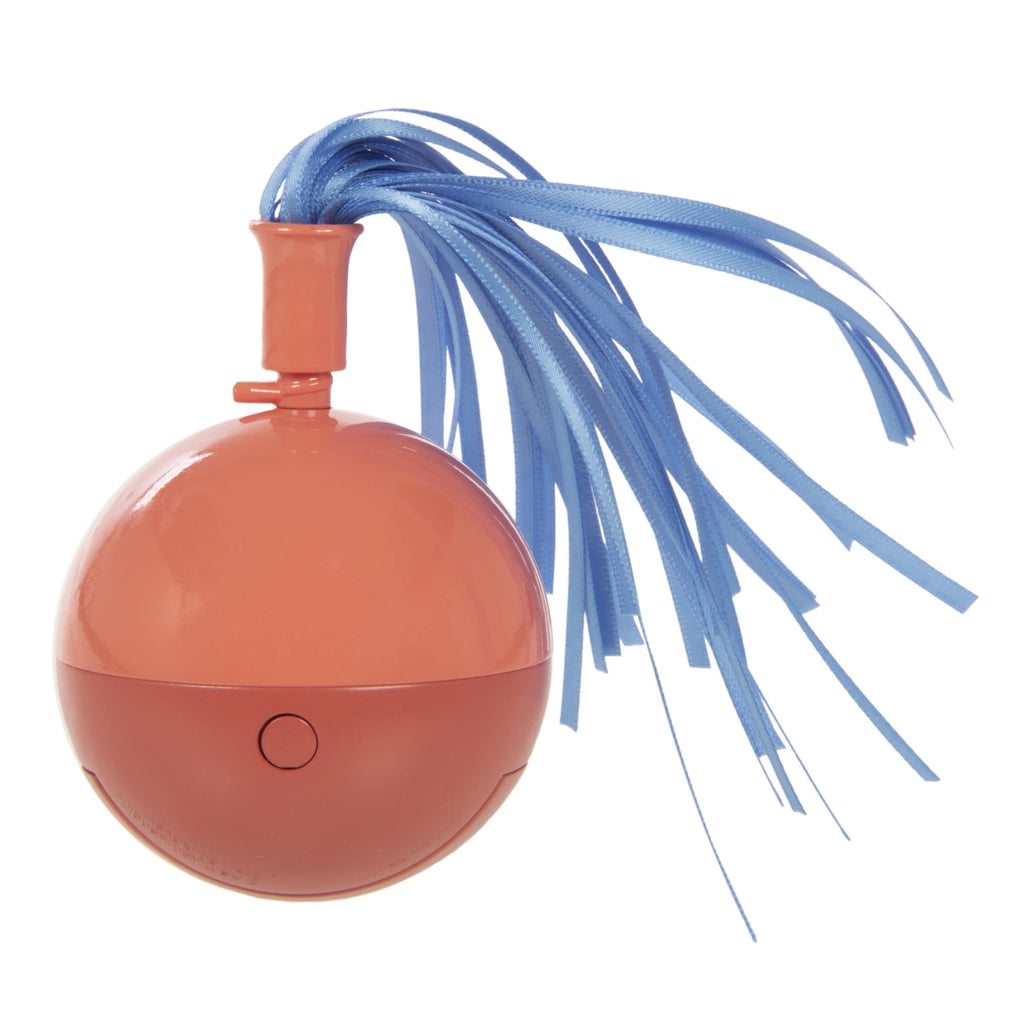 SmartyKat Twirly Top Electronic Motion Spinning Ball Cat Toy with Ribbons