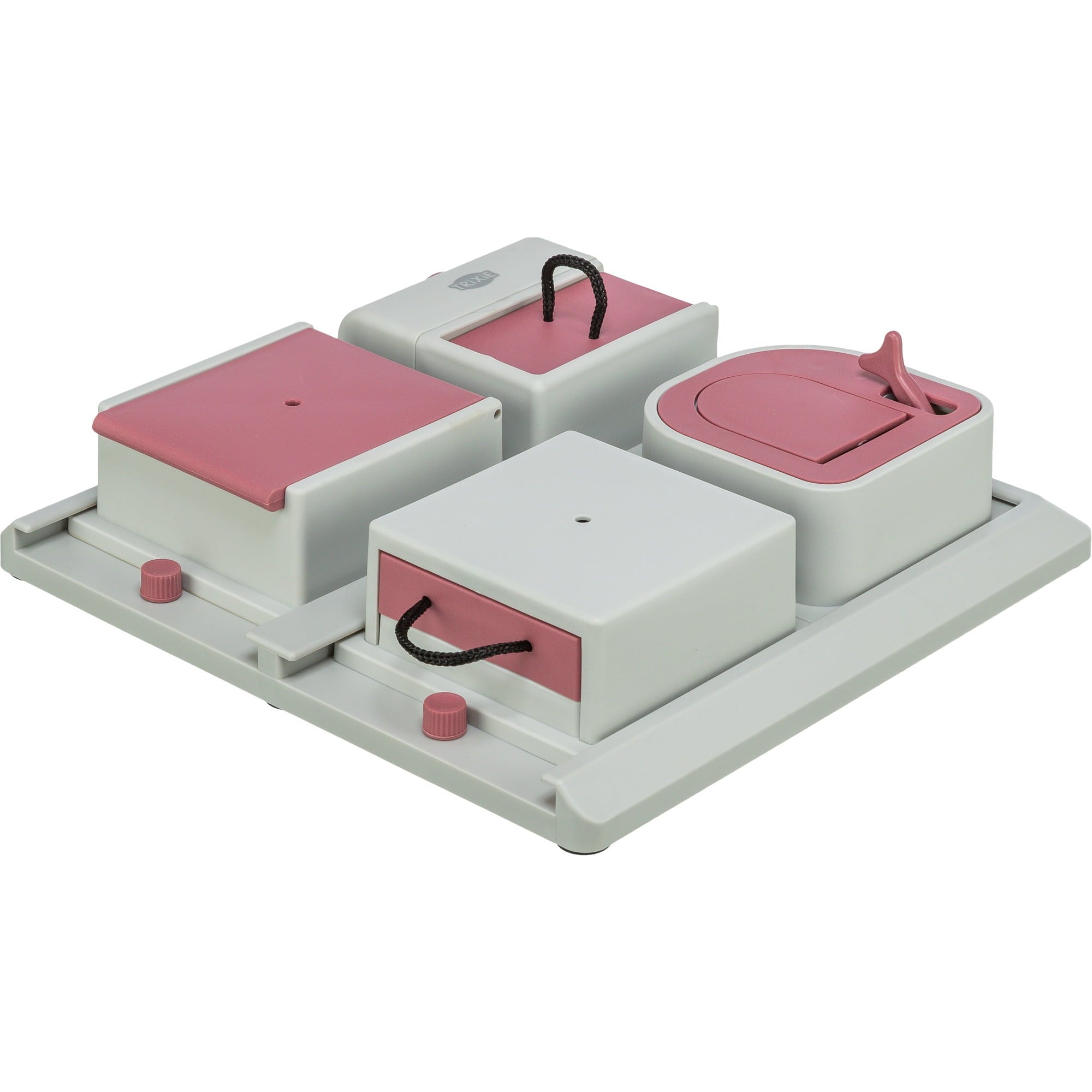 TRIXIE Fun Board Strategy Game for Cats, Puzzle Toy, Treat Dispenser, Interactive Play, White