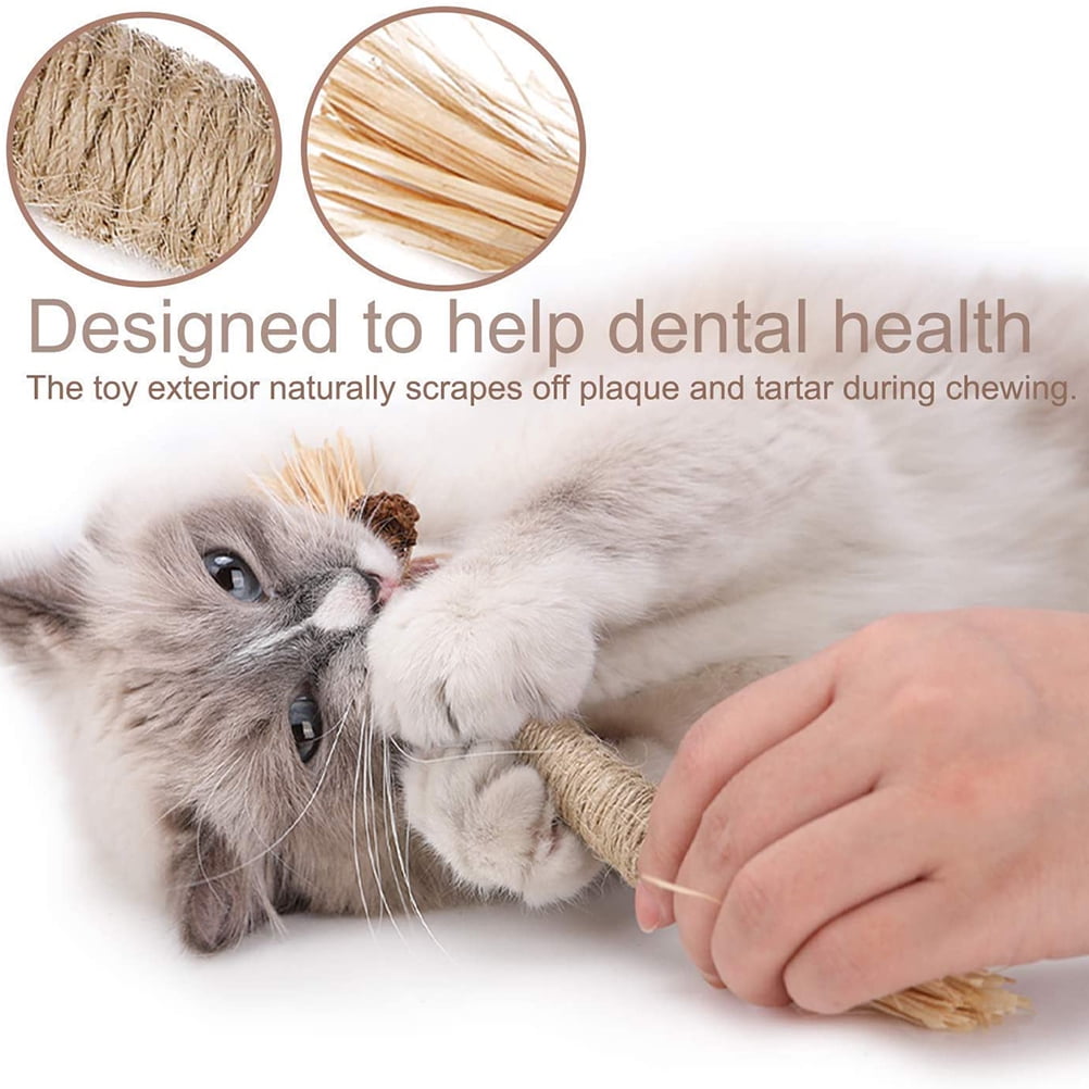 Abenow 2PCS Cat Toys Kitten Teething Chew Toys Natural Chew Sticks for Pet Teeth Cleaning