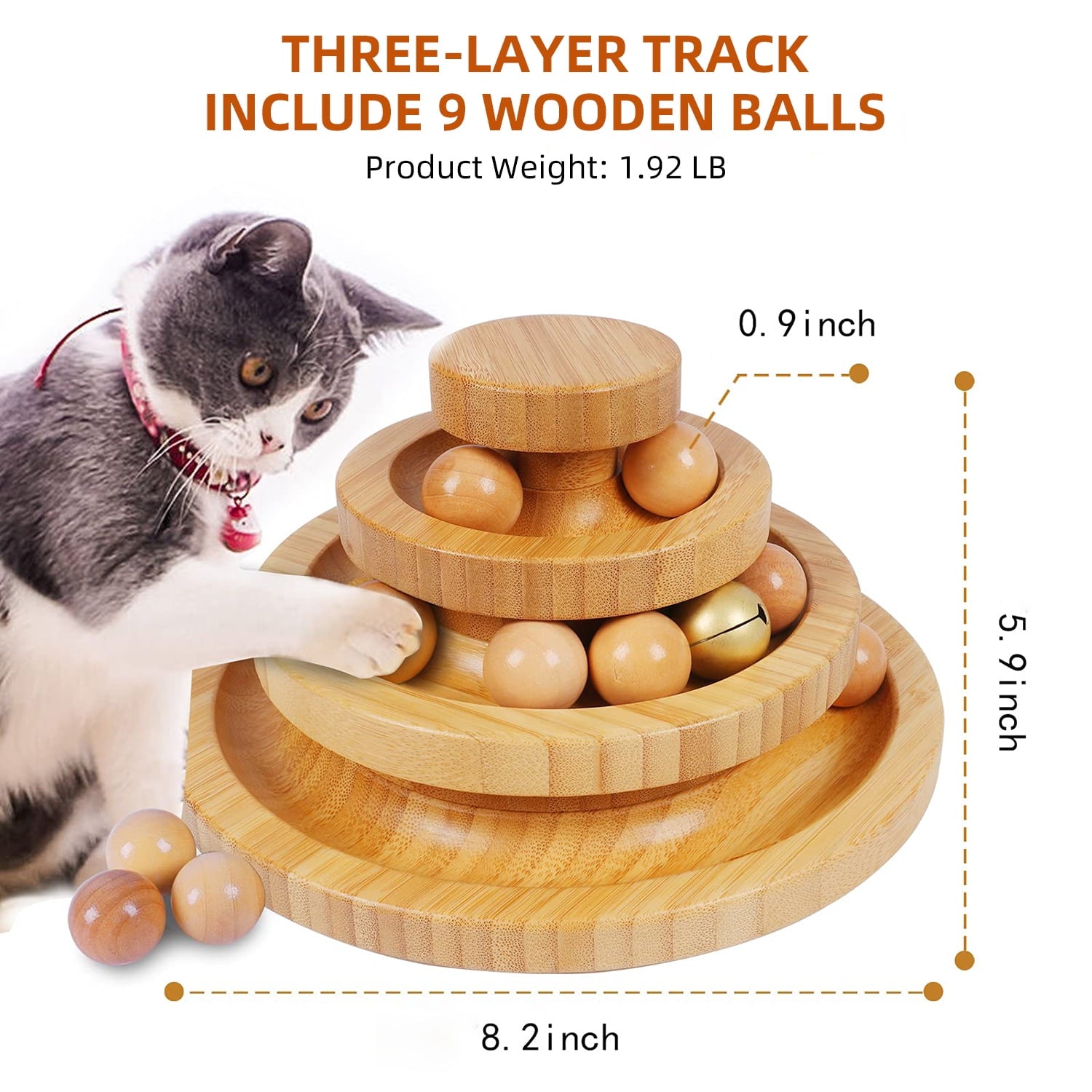 Cat Ball Track,Cat Ball Toy,Kitty Toys Roller,3-Level Cat Ball Tower with 9 Removable Balls,Interactive Cat Toy,Circle Track DIY Fun Toy for Kitten Mental Physical Exercise
