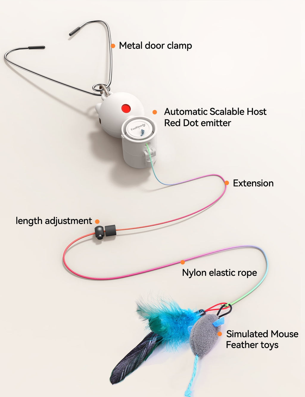 FeelNeedy Interactive Cat Toys for Indoor Cats, 2 in 1 Automatic Laser Teaser Cat Toy, USB Rechargeable Self Play Toy for Cats and Kittens, White