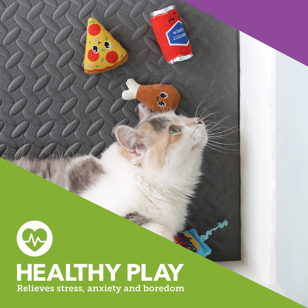 Vibrant Life Pizza Purrty Plush Catnip Filled Cat Toys, 4 Pack