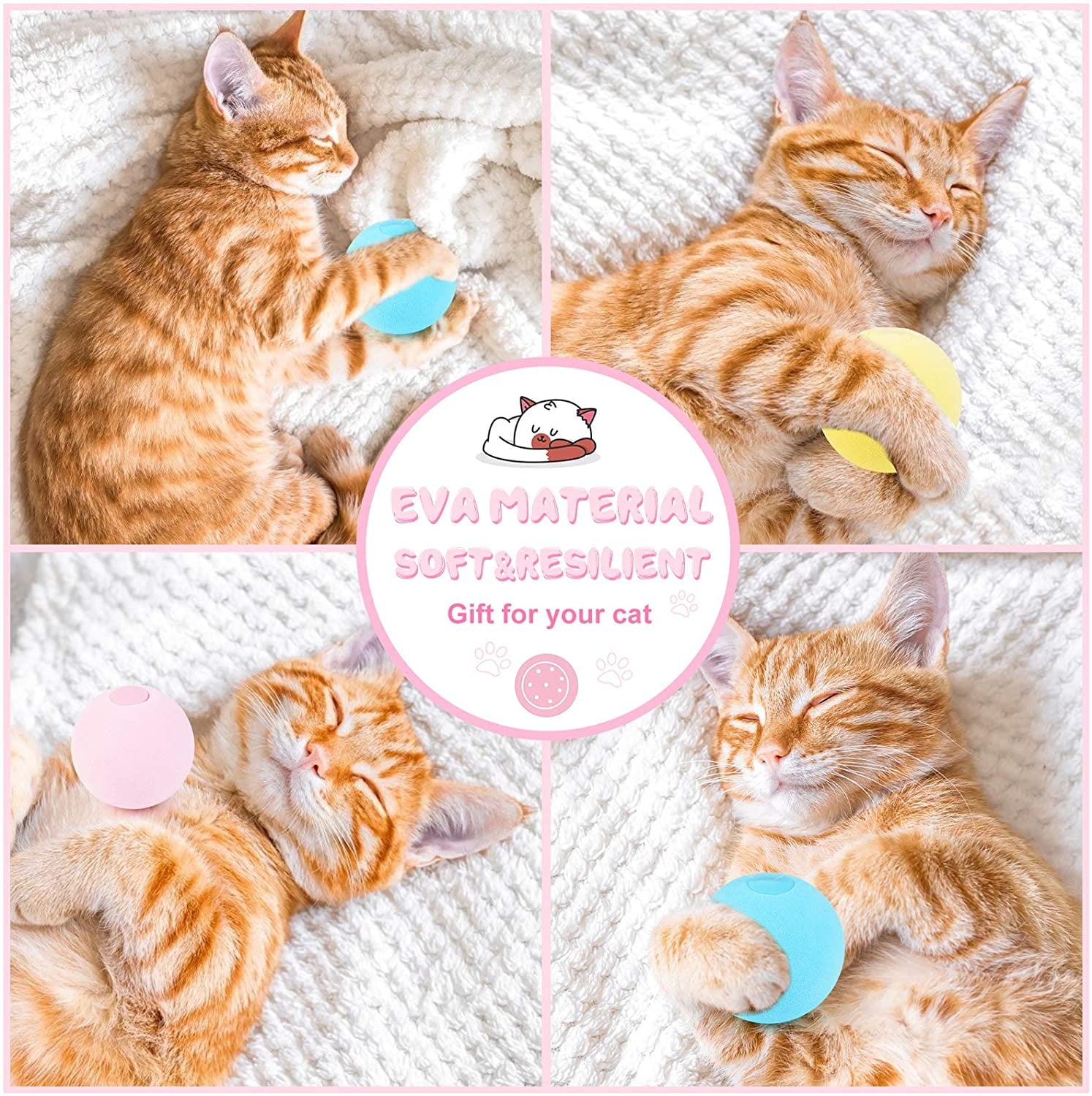 Cat Toy Ball - Interactive Cat Toys for Indoor Cats Refillable Catnip Toys for Cats Kitten Pet Cat Kicker Toys of Funny Lifelike Animal Chirping Sounds Bird Cricket Frog 3PCS B