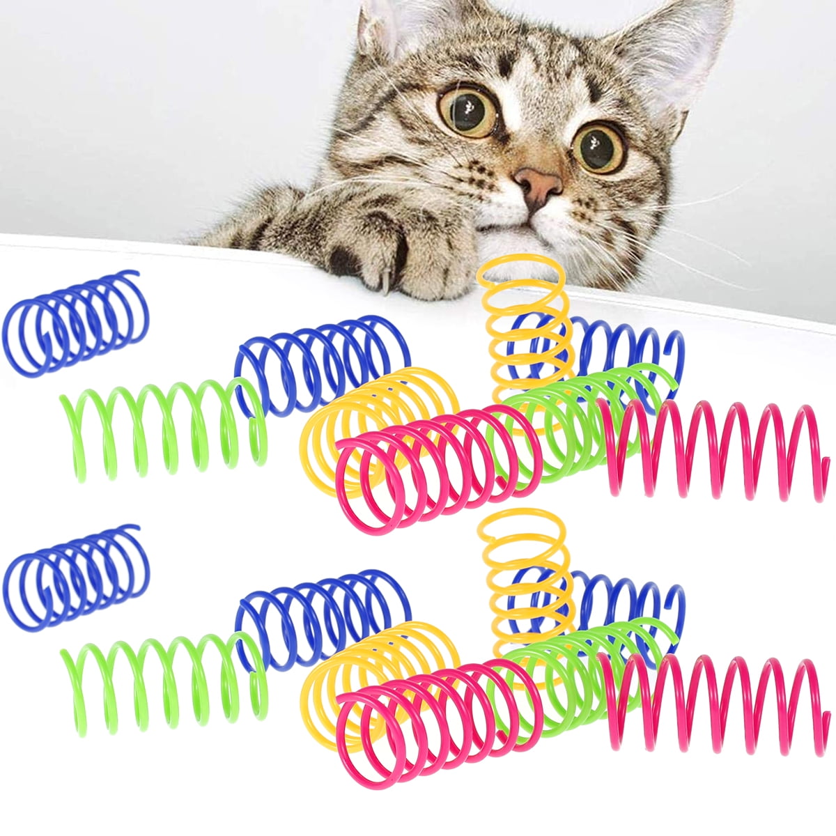 Cat Spring Toys Cat Spring Toys 16pcs Colorful Cat Coil Toy Durable Plastic Spiral Spring Cat Toy Interactive Cat Toy Creative Cat Activity Toy for Cat Bouncing and Training Fun Gift for Cat