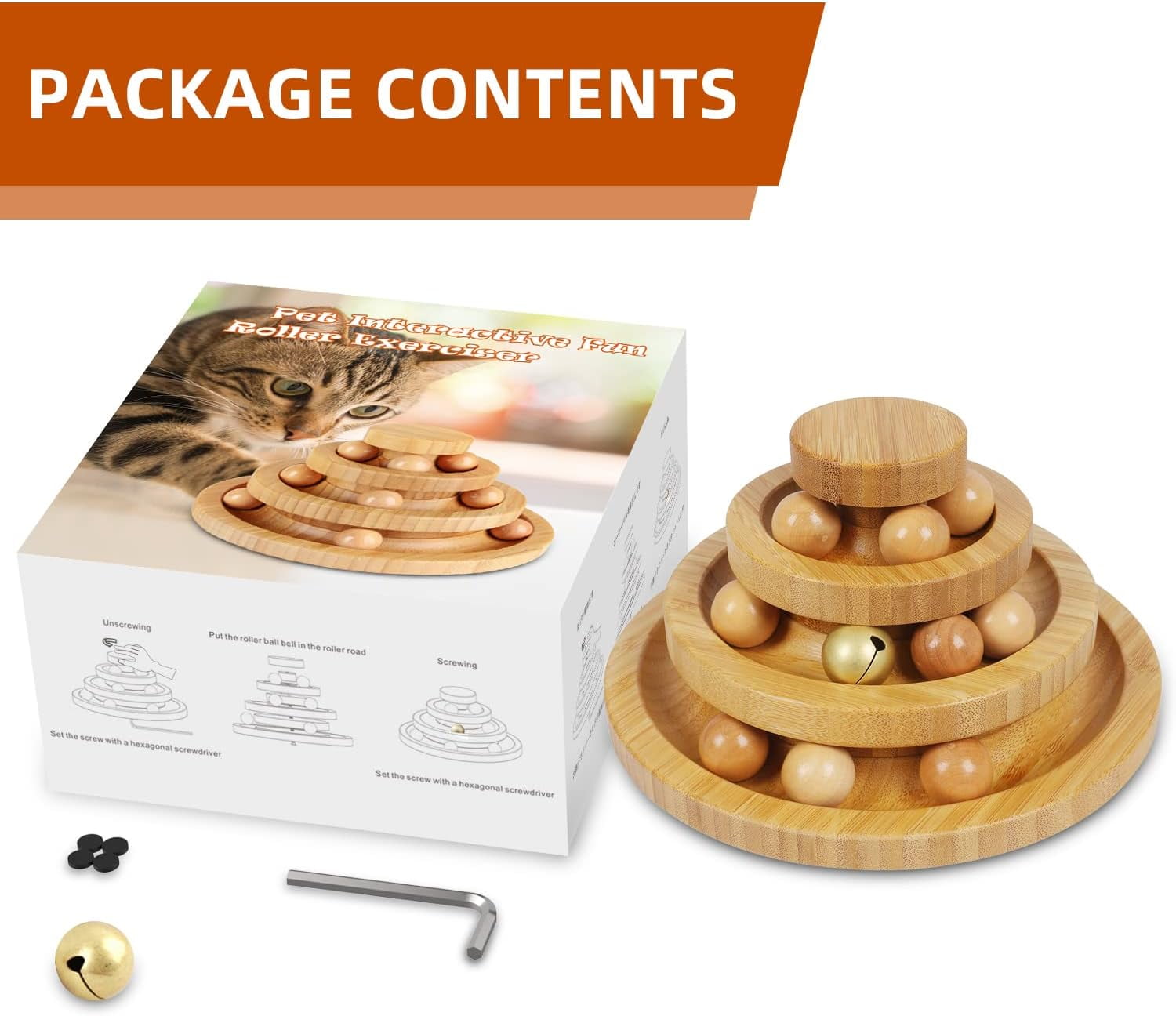 Cat Ball Track,Cat Ball Toy,Kitty Toys Roller,3-Level Cat Ball Tower with 9 Removable Balls,Interactive Cat Toy,Circle Track DIY Fun Toy for Kitten Mental Physical Exercise