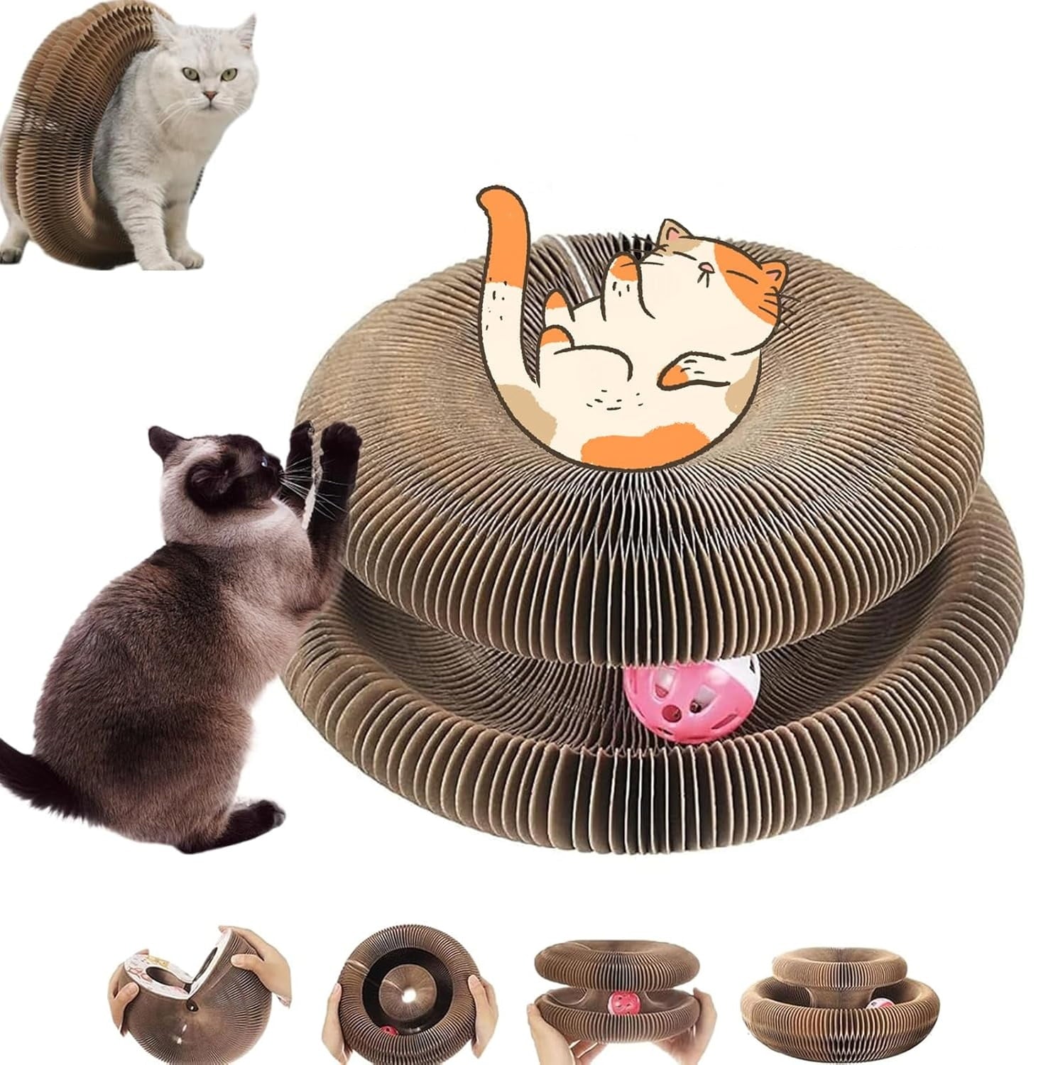 Marlene Kitty Kurlz, Kitty Curls Cat Toy, Cat Kurlz, Reversible Infinity Style Magic Organ Cat Scratching Board, Made from Recycled Corrugated Cardboard Durable & Long Lasting (2Pcs)