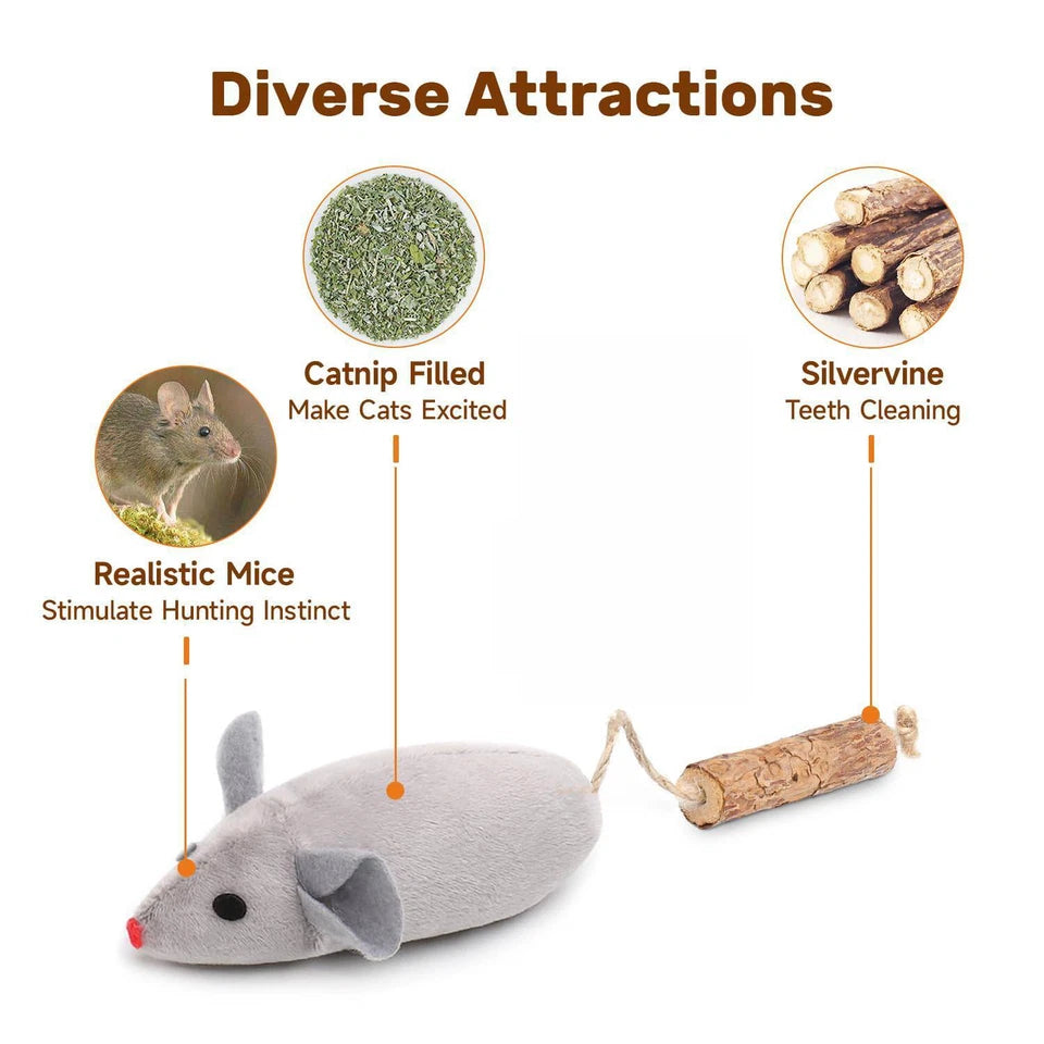 3Pcs Mice Cat Toys Interactive Catnip Silvervine Micetoys Cat Chew Exercise Toy