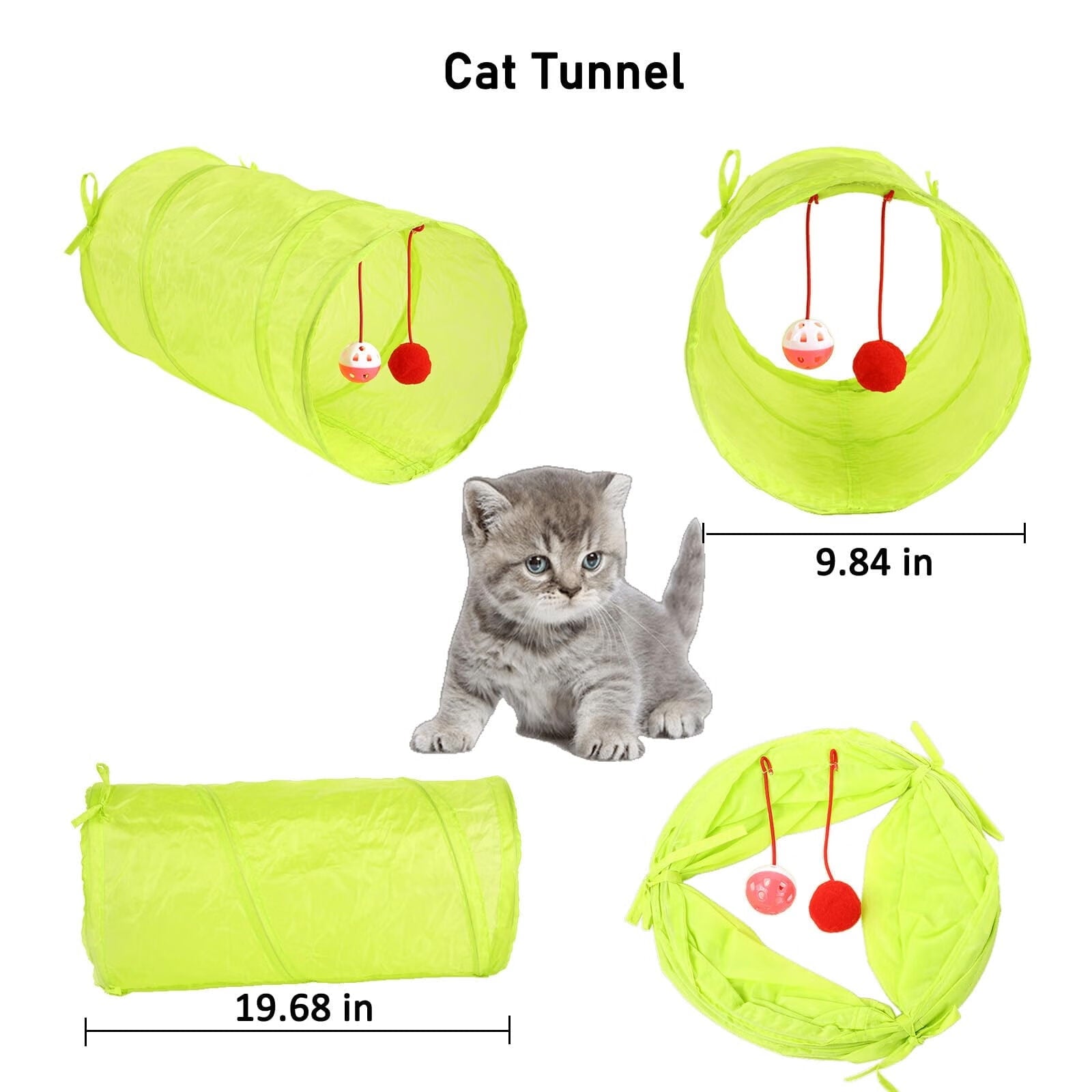 ZOUYUE 21 PCS Assortments Cat Toys Set- Cat Tunnel,Cat Spring,Feather Teaser,Mice,Colorful Balls & Bells.Perfect for Kittens,Cats,and Puppies