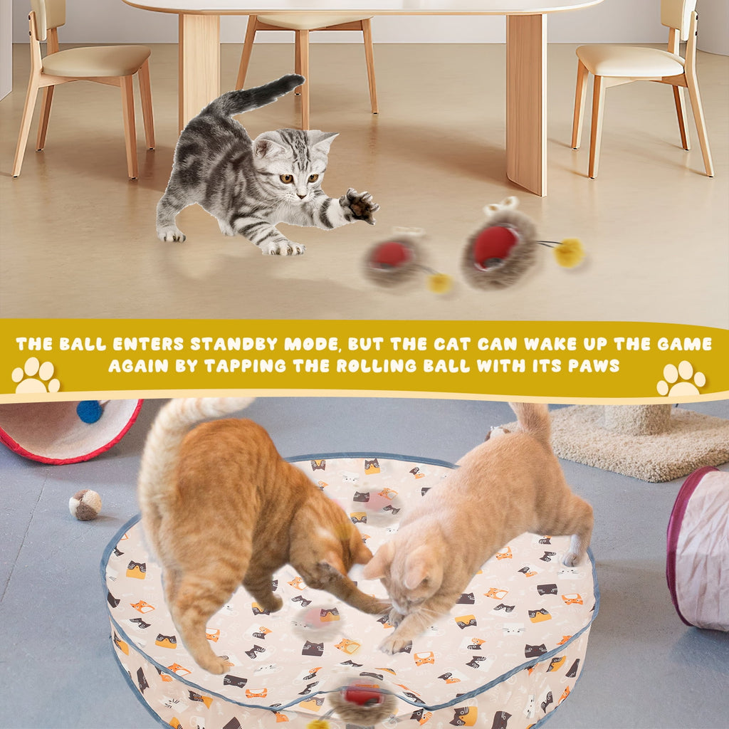 Rechargeable Electric Cat Toys,Hide and Seek Kitten Toy,Motion Activated Interactive Cat Toy,Hiding Cover Exercise Toy for Indoor Cats/Kitty/Kittens