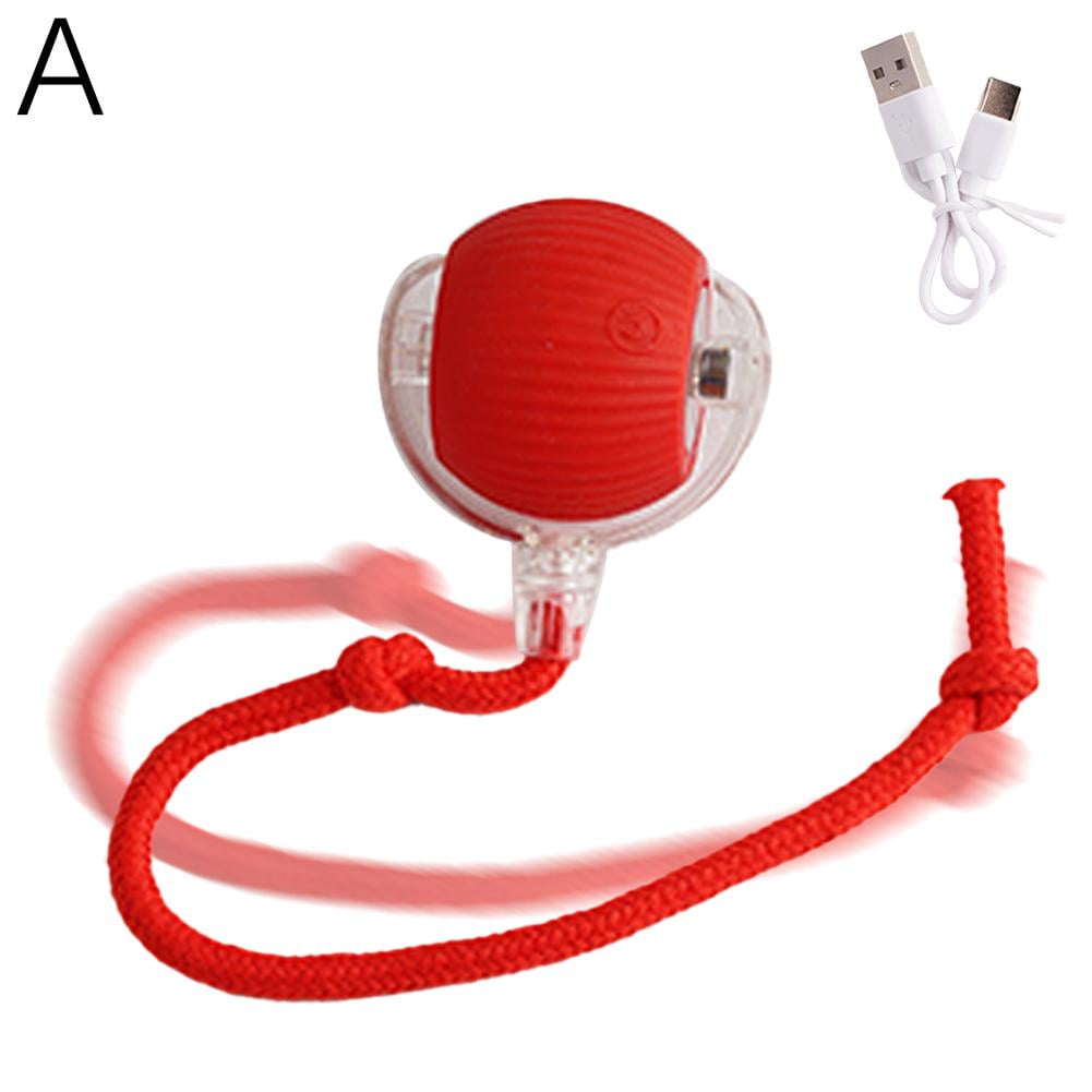 Upgrade Interactive Cat Toys Ball, Motion Activated Electric Rolling Ball Toys for Cats, Super Driver, Led Rainbow Lights, Automatic On/off, Long Tail, Usb Rechargeable, 3 Working Mode