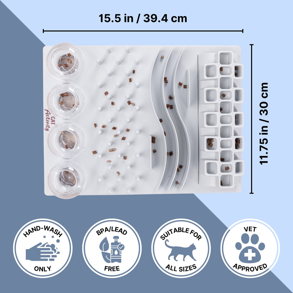 TRIXIE Fun Board Strategy Game for Cats, Puzzle Toy, Treat Dispenser, Interactive Play, White