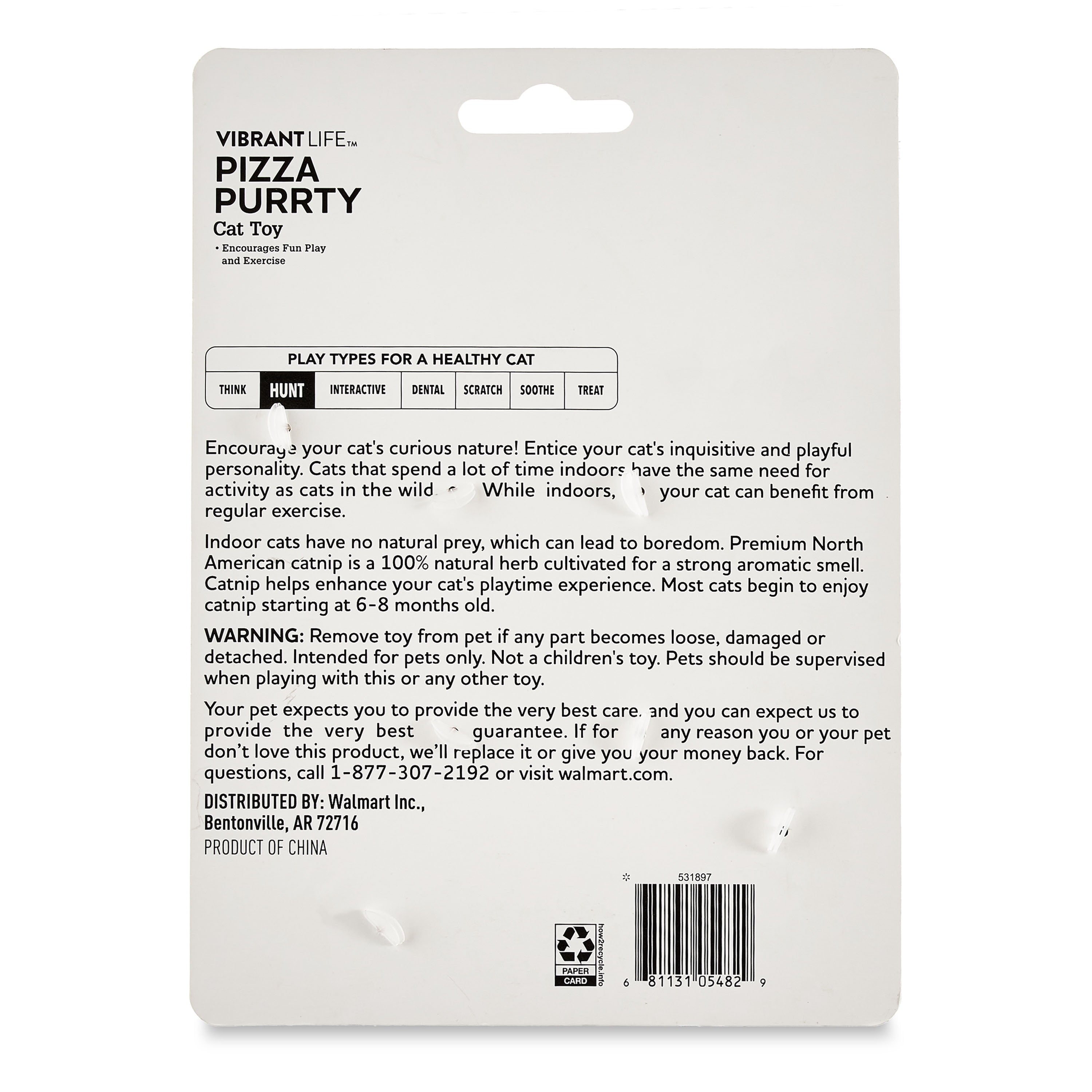 Vibrant Life Pizza Purrty Plush Catnip Filled Cat Toys, 4 Pack