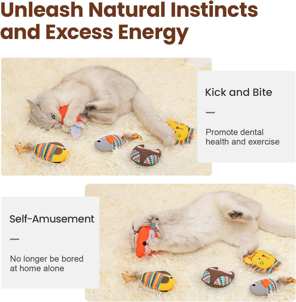 Potaroma Cat Toys Saury Fish, 3 Pack Catnip Crinkle Sound Toys Soft and Durable, Interactive Cat Kicker Toys for Indoor Kitten Exercise 9.4 Inches for All Breeds