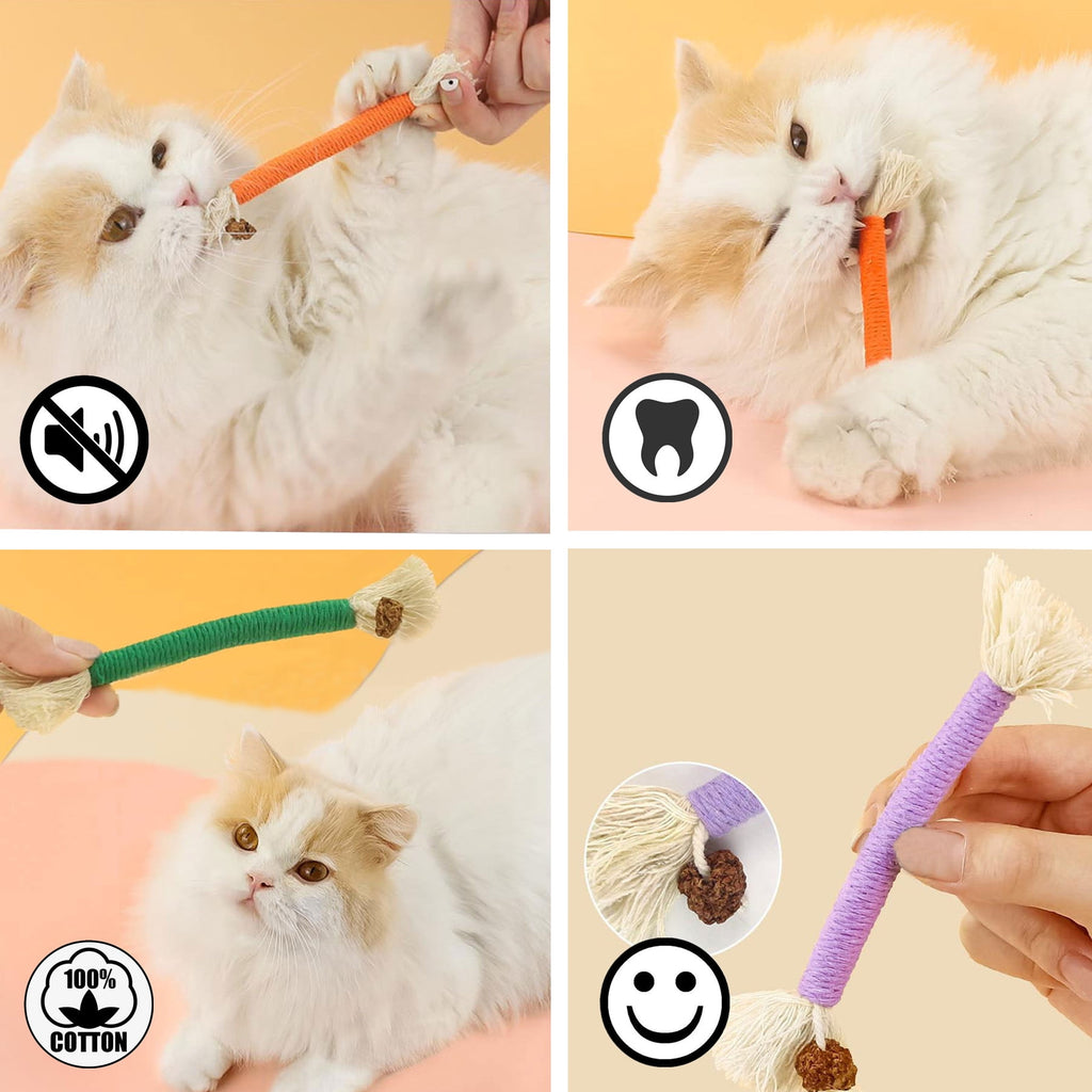Grembeb 12 Pack Cat Chewing Toy Catnip Kitten Treat Kitten Silvervine Stick for Teeth Indoor Puppy Breeds