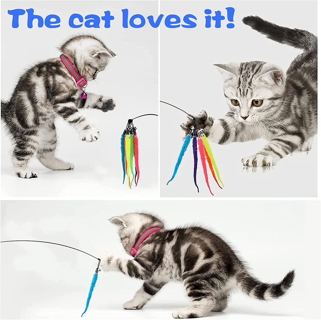 Zjrui Cat Worm Toy Refills Cat Toys Wand Replacement, 12pcs Cat Teaser Toy for Indoor Cats