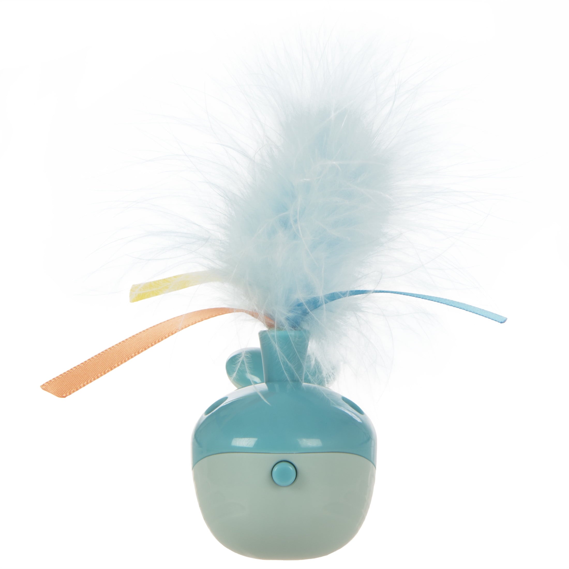 SmartyKat Spout 'N Spin Motion Cat Toy with Twirling Feathers & Ribbons, Blue Whale