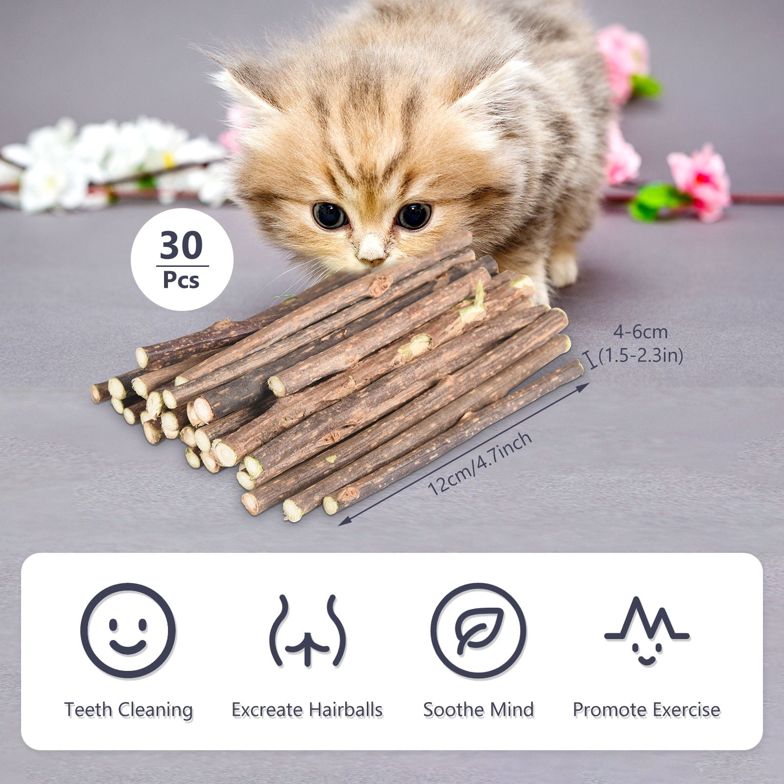 sixwipe 30 Pcs Silvervine Sticks for Cats, 8 Pcs Skitter Critters Cat Toy Catnip Mice, Natural Catnip Sticks Chew Sticks, Teeth Molar Chew Toys for Cat Kitten Kitty