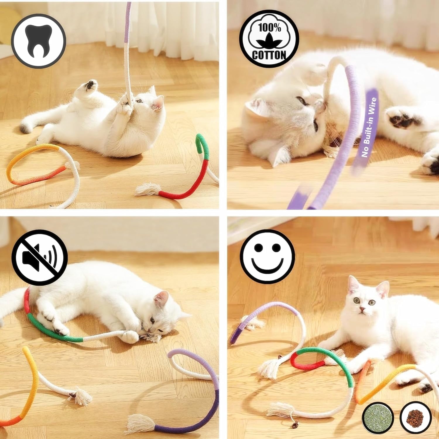 Grembeb Cat Toys 12PCS Catnip Rope for Indoor Kitten Treat Cats Chew Stick for Kicking